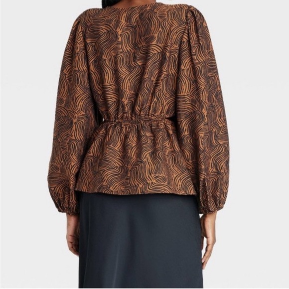 NEW A New Day Balloon Sleeve Twist Front Side Cut Out Top Sz M - Picture 5 of 7